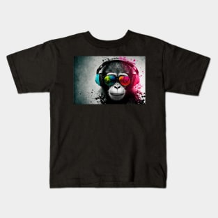 color splash music monkey #1 Kids T-Shirt